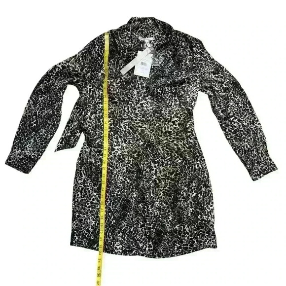 Avec Les Filles Animal Leopard Print Shirt Dress Black Almond Combo Size Medium - Picture 9 of 9